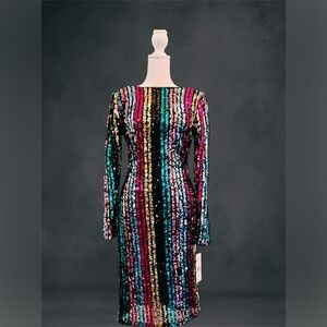 NWT Nanette Lepore Fun Multicolor Bodycon Sequined Dress
Sz4
